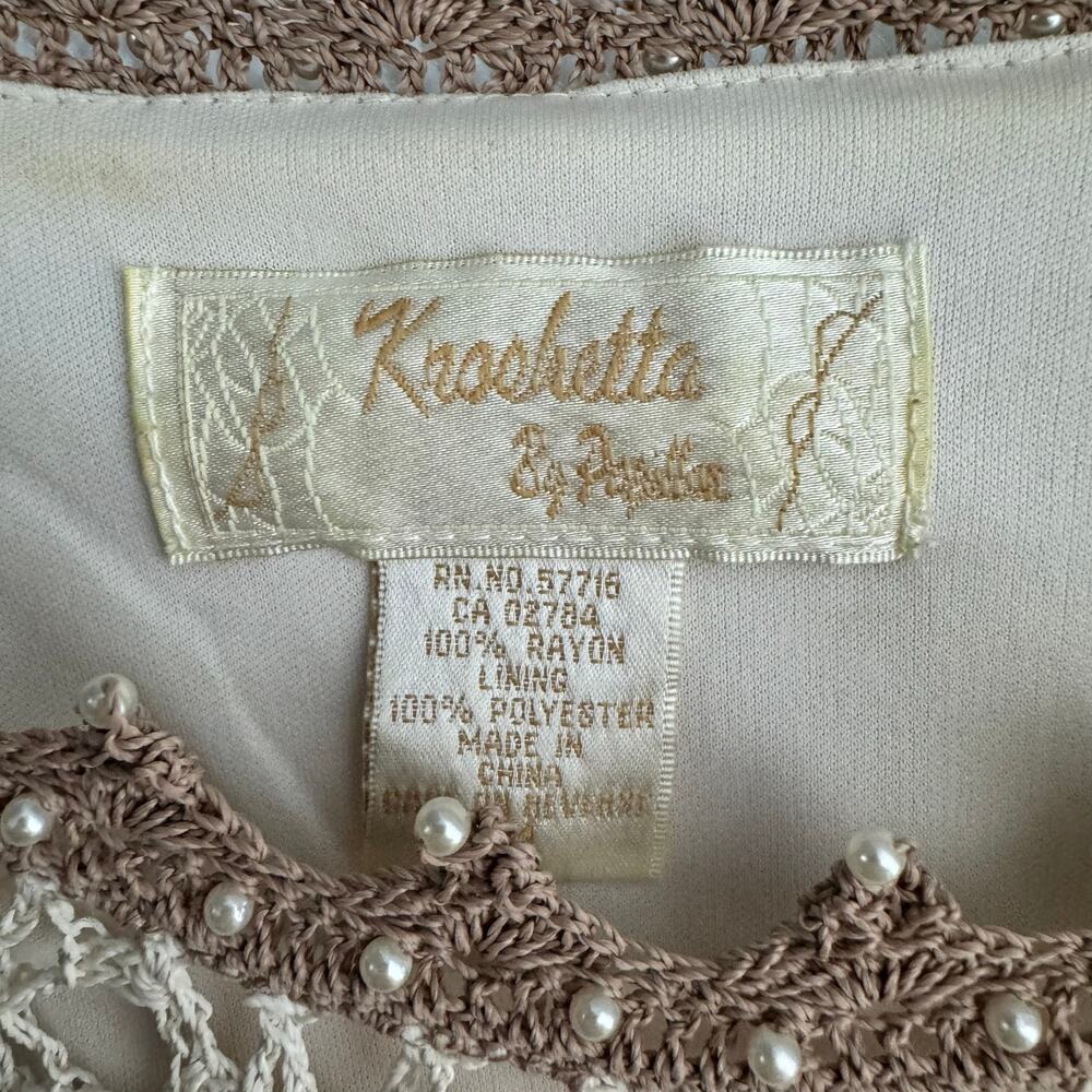Vintage Kroshetta by Papillon Crochet Beaded 90s Skirt Set Beach Boho Medium - Picture 12 of 12